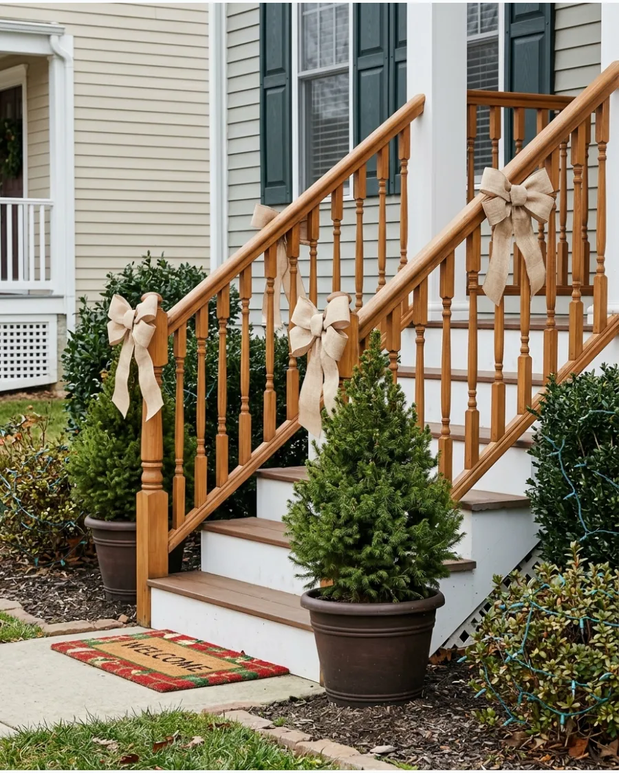 20. Bow-Only Christmas Bannister