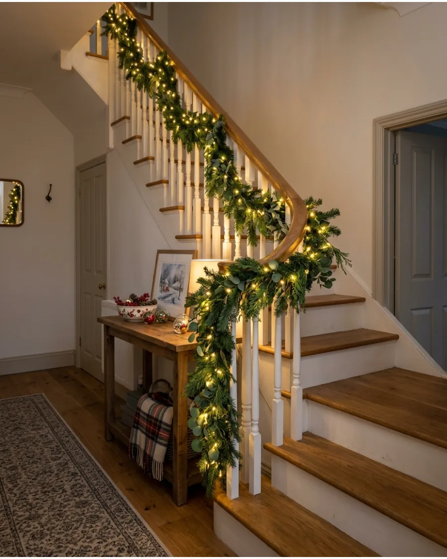 21. Warm White Light Christmas Bannister