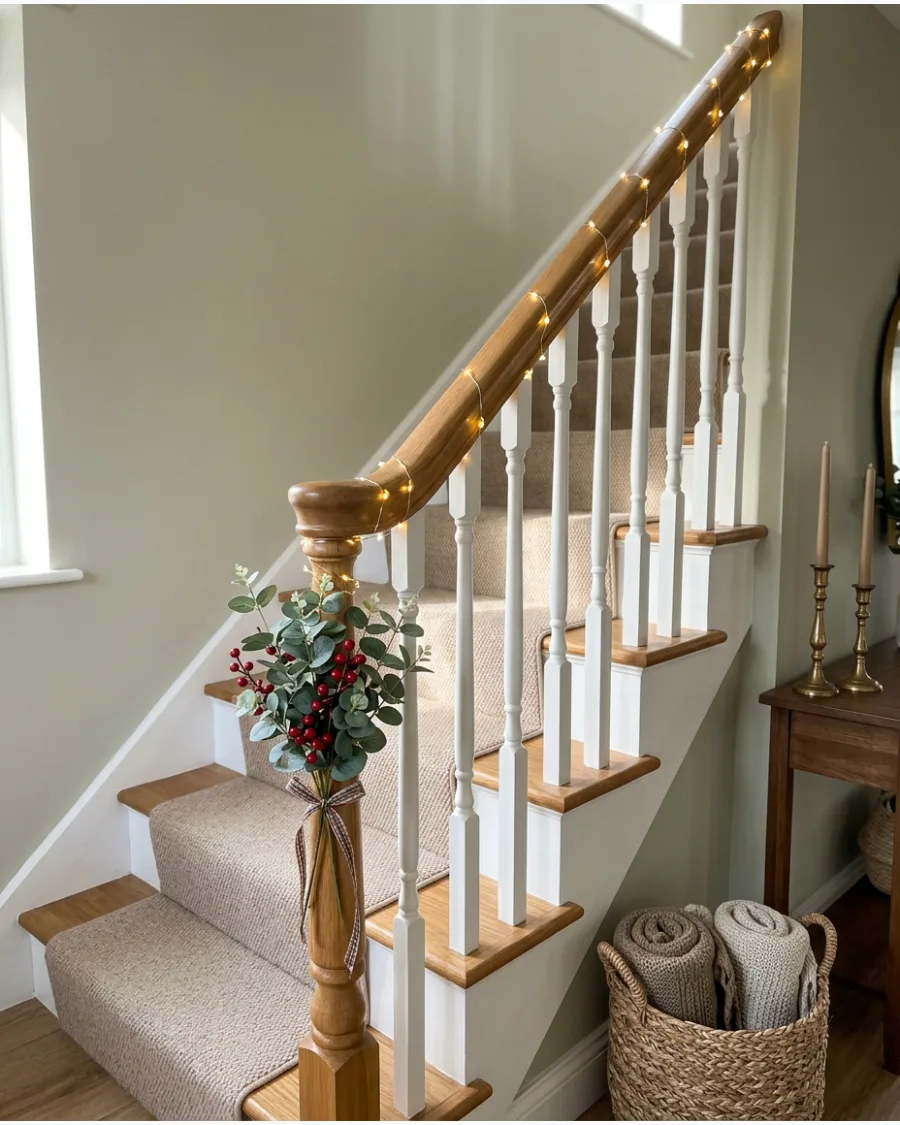 23. Fairy Light Christmas Bannister