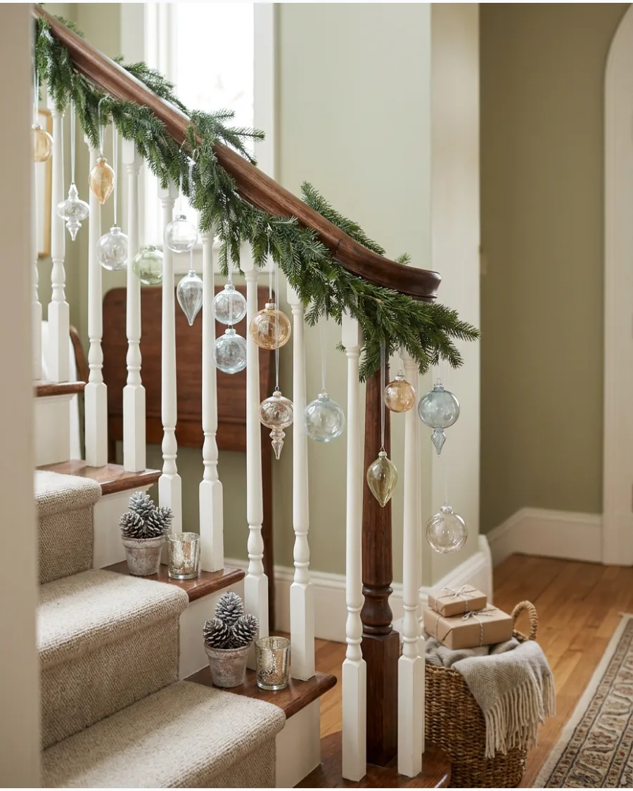 26. Glass Ornament Christmas Bannister