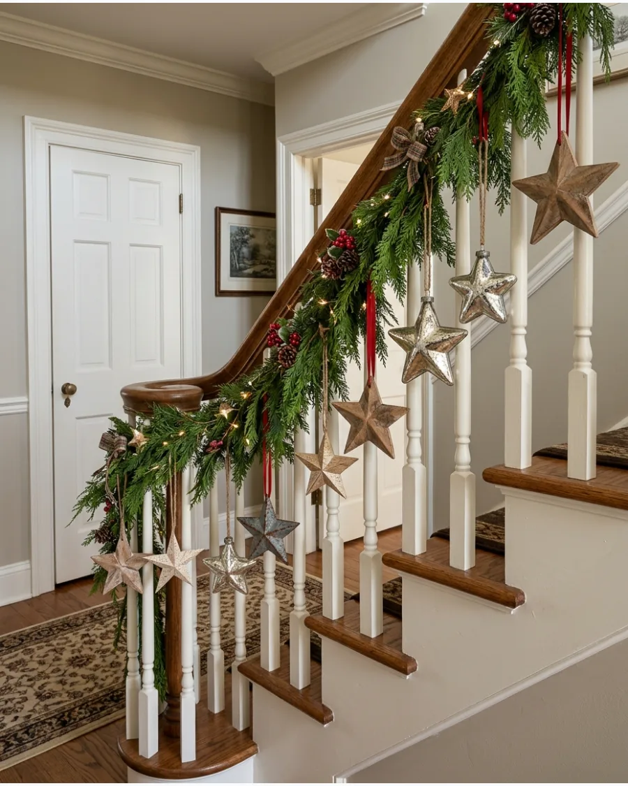 29. Star Ornament Christmas Bannister