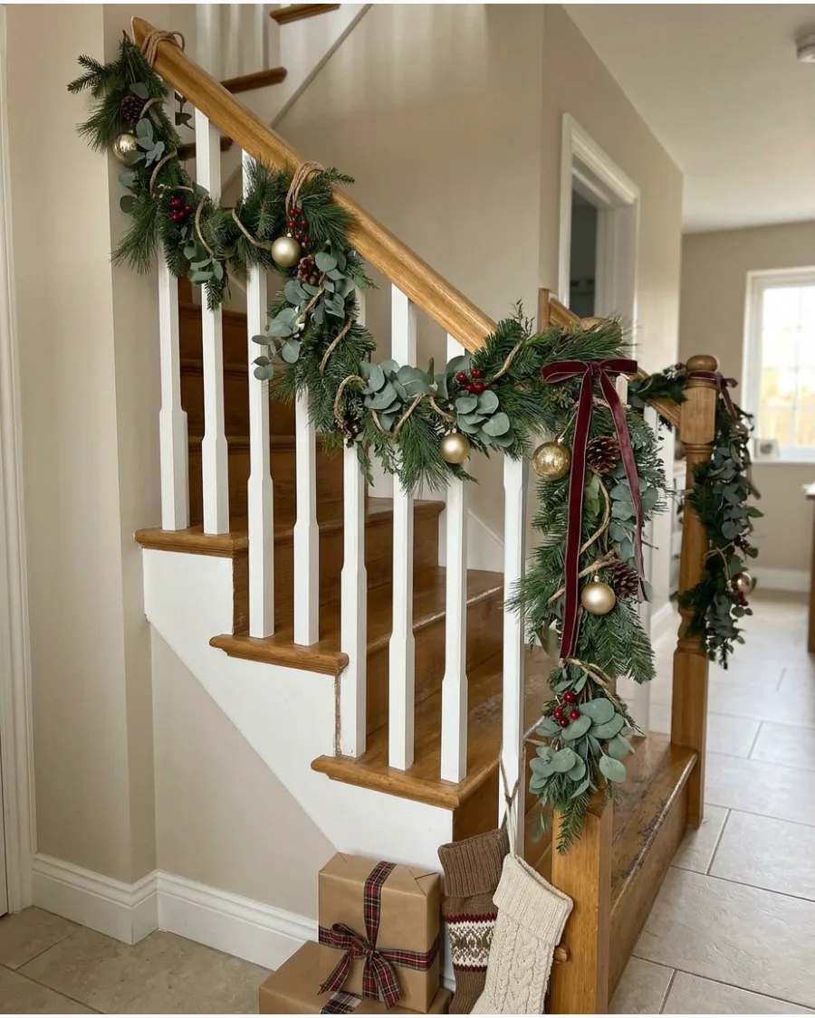 32. Pine and Eucalyptus Christmas Bannister