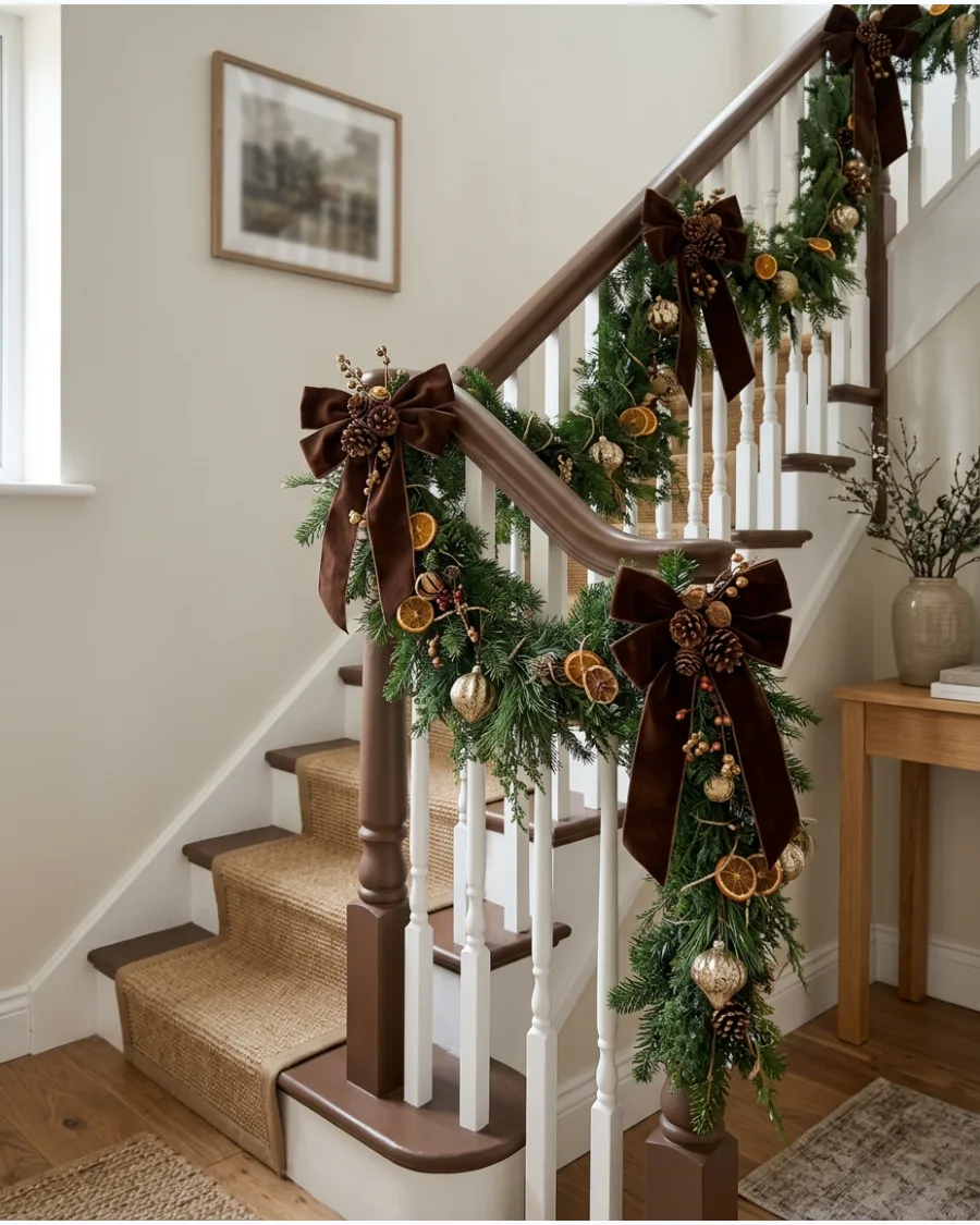 44. Chocolate Brown Christmas Bannister