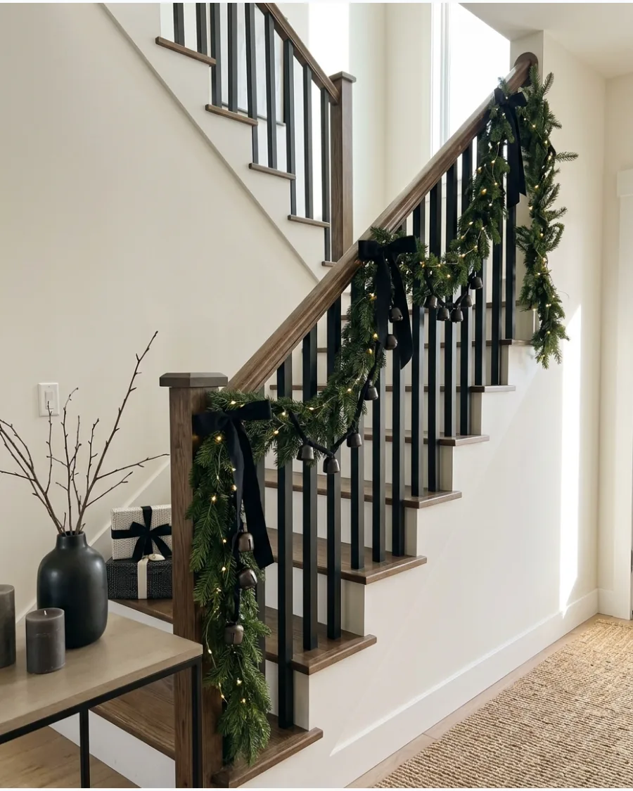 47. Black and Green Modern Christmas Bannister