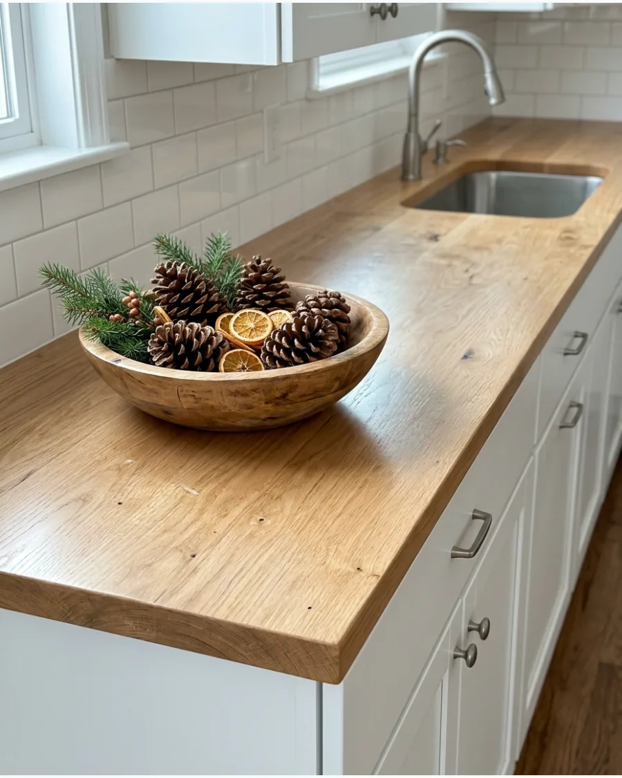 20. Pinecones and Greenery in a Wooden Bowl