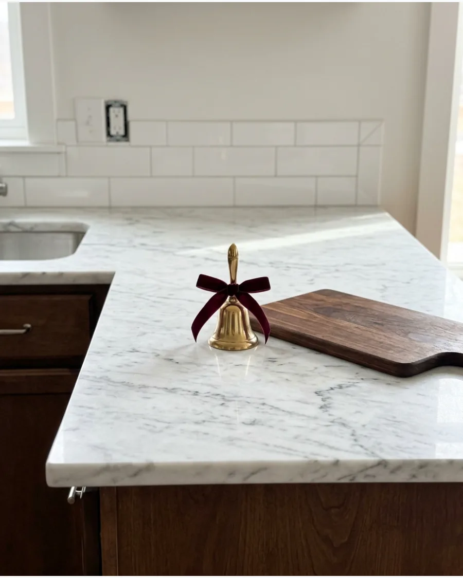 58. Burgundy and Brass Christmas Countertop