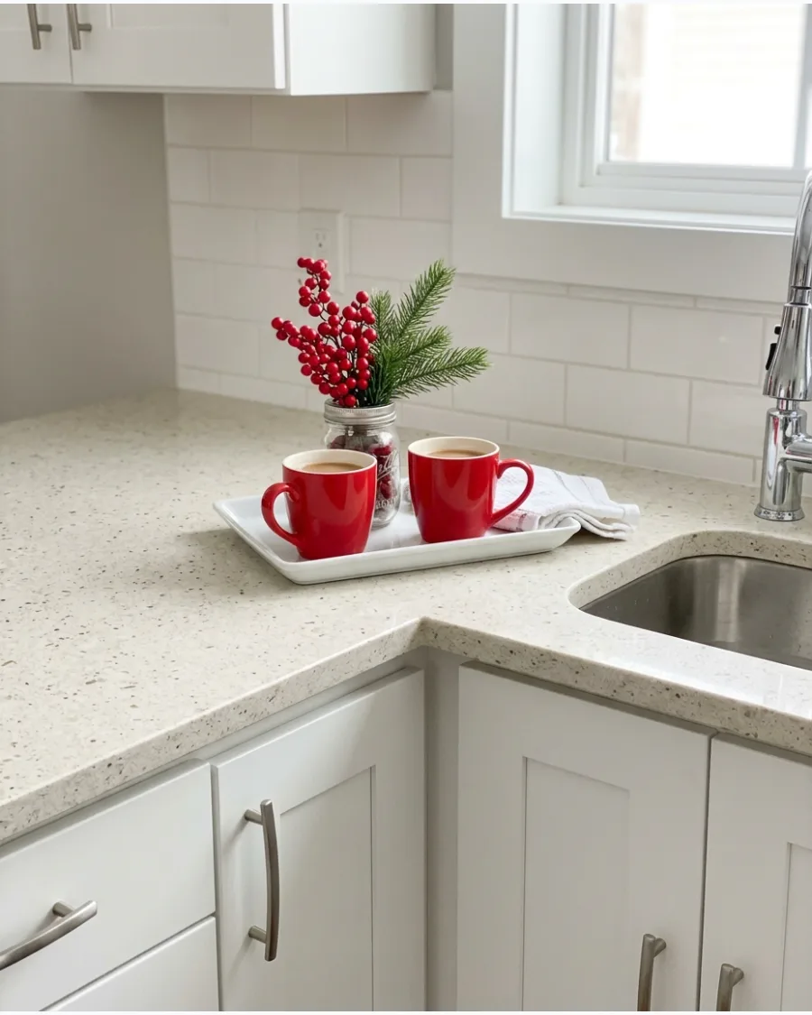 59. Classic Red and Green Christmas Countertop