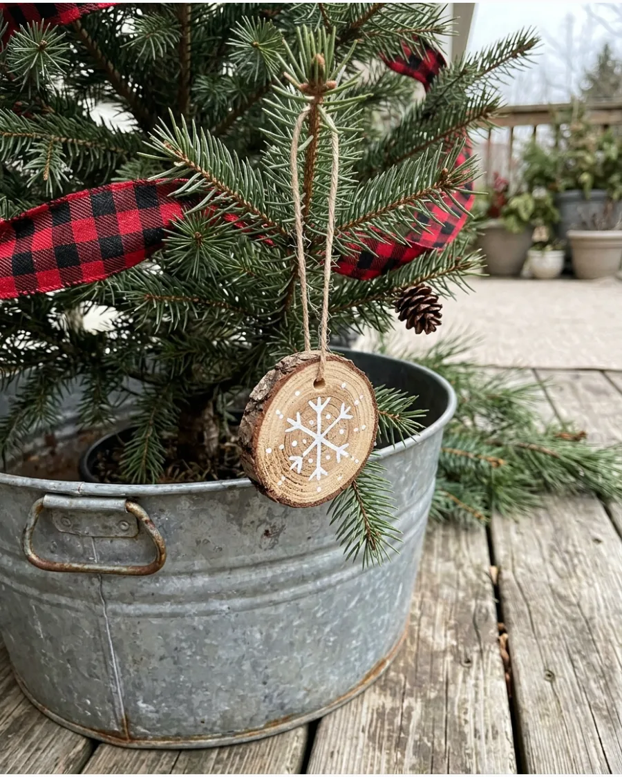 32. Rustic Christmas Tree in a Galvanized Tub