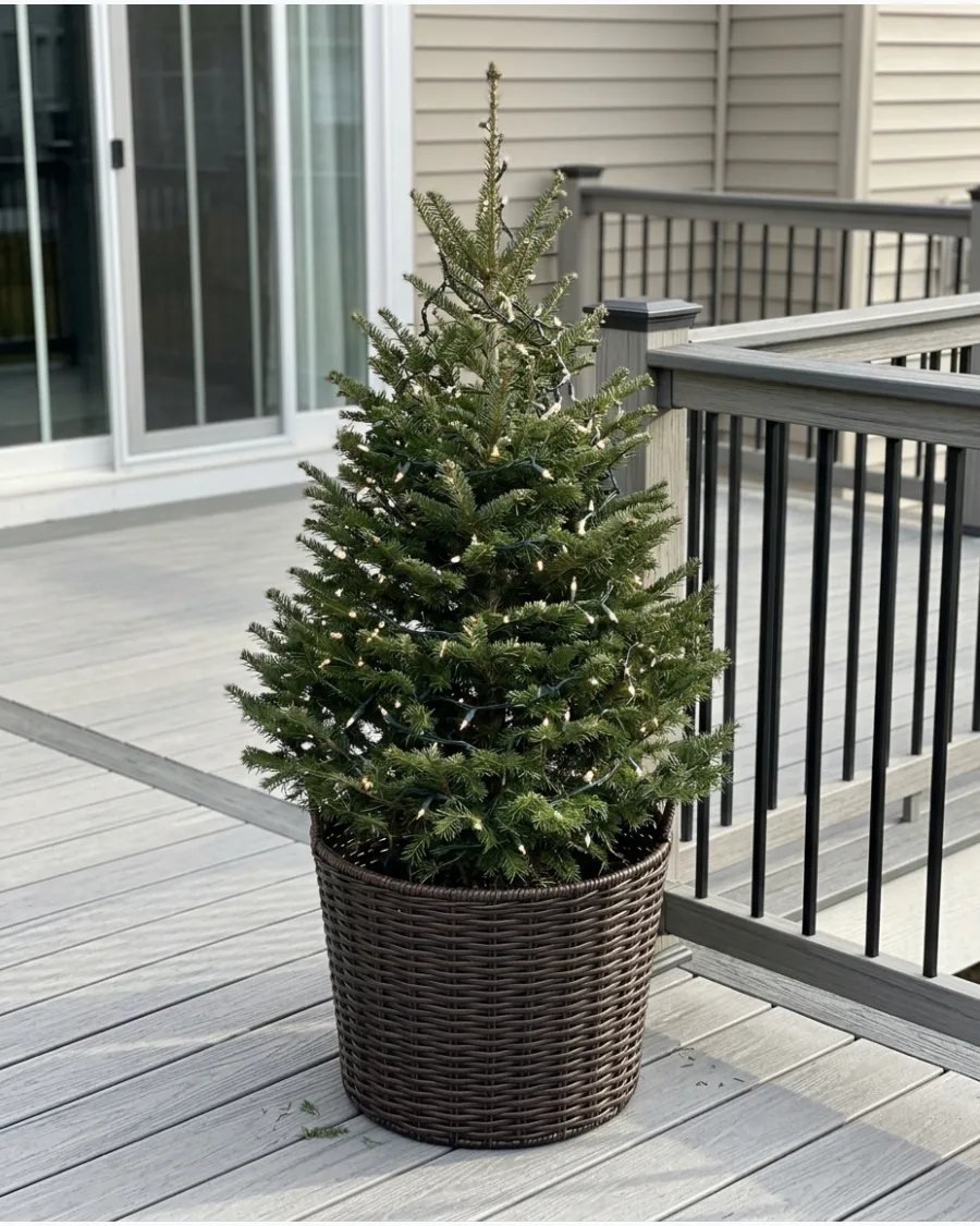 33. Christmas Tree in a Woven Basket