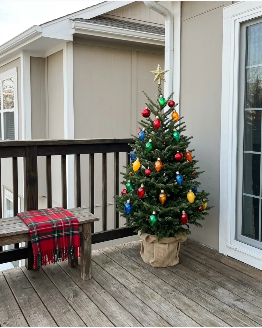 36. Vintage Multicolor Christmas Deck Tree