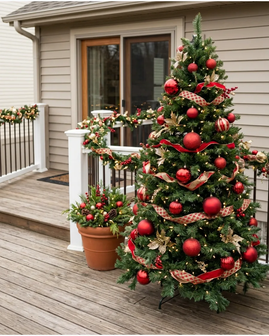 38. Red and Gold Christmas Deck Tree