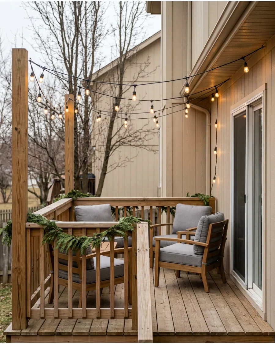 39. Warm String Lights Above the Deck