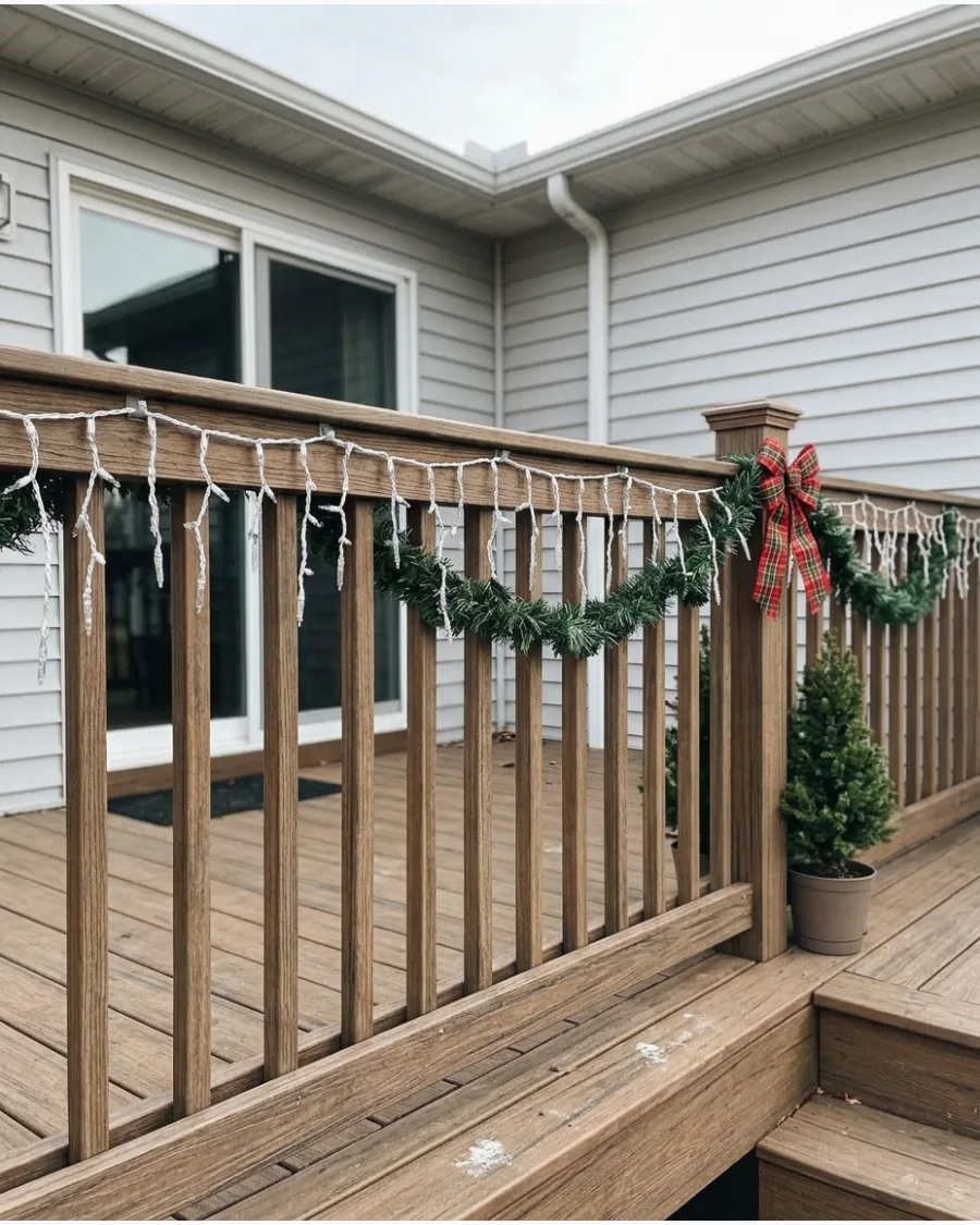 41. Icicle Lights Along the Deck Railing
