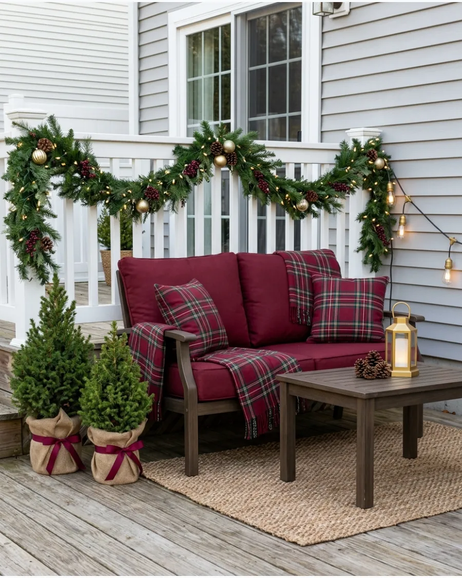 49. Burgundy Christmas Deck Lounge