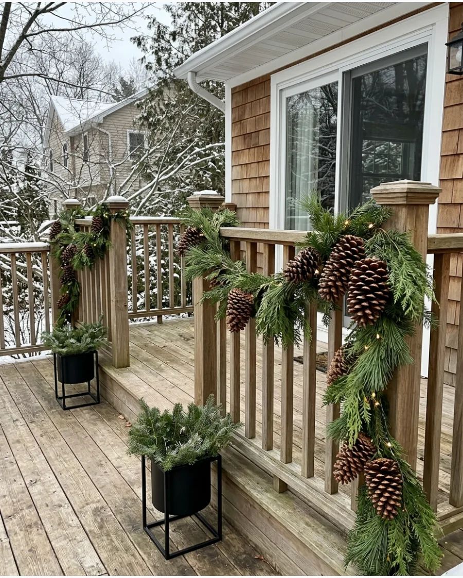 5. Pinecone and Greenery Deck Garland