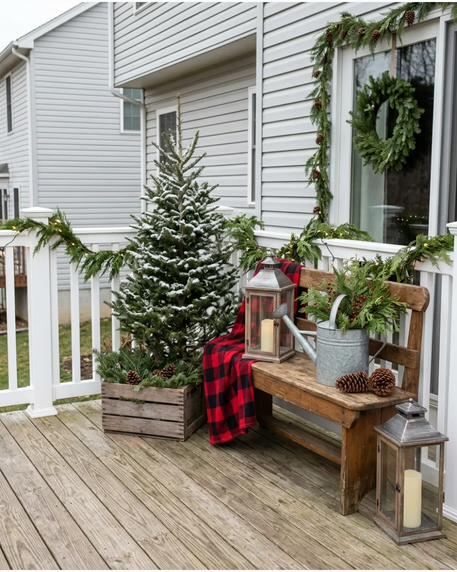 50. Rustic Farmhouse Christmas Deck