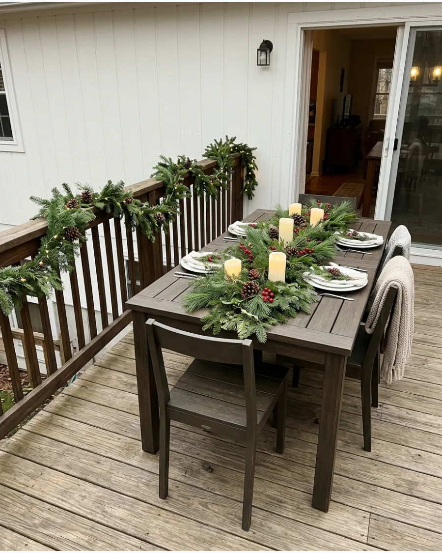 53. Outdoor Christmas Dining Table on the Deck