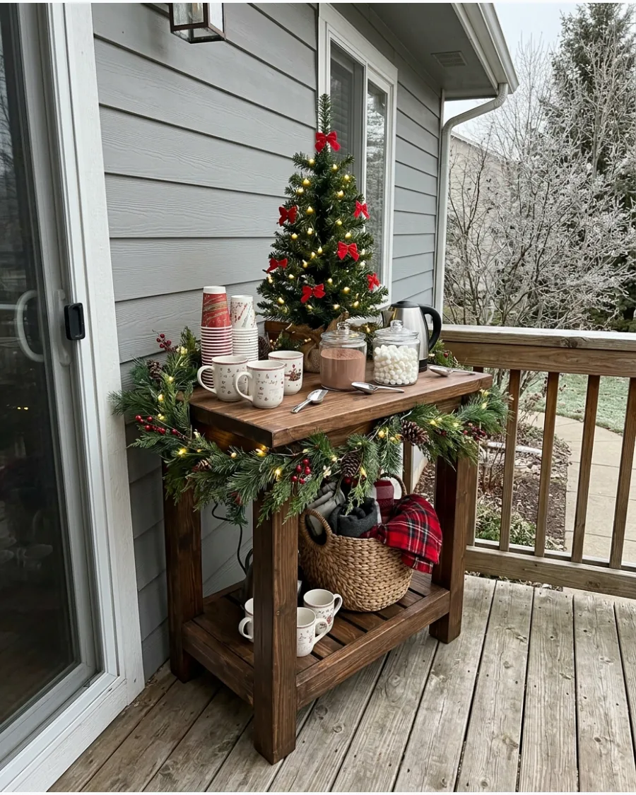 54. Christmas Hot Cocoa Station on the Deck