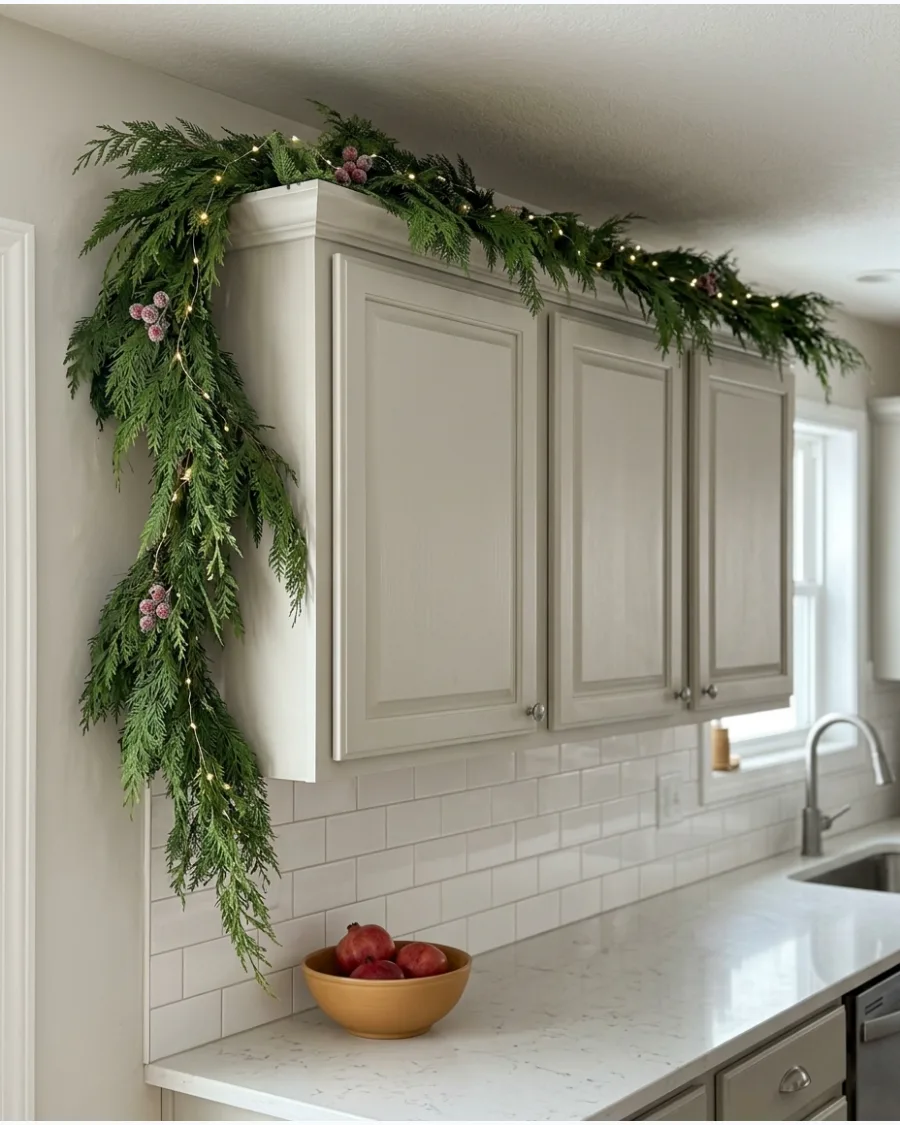3. Cascading Cedar at the Cabinet Ends