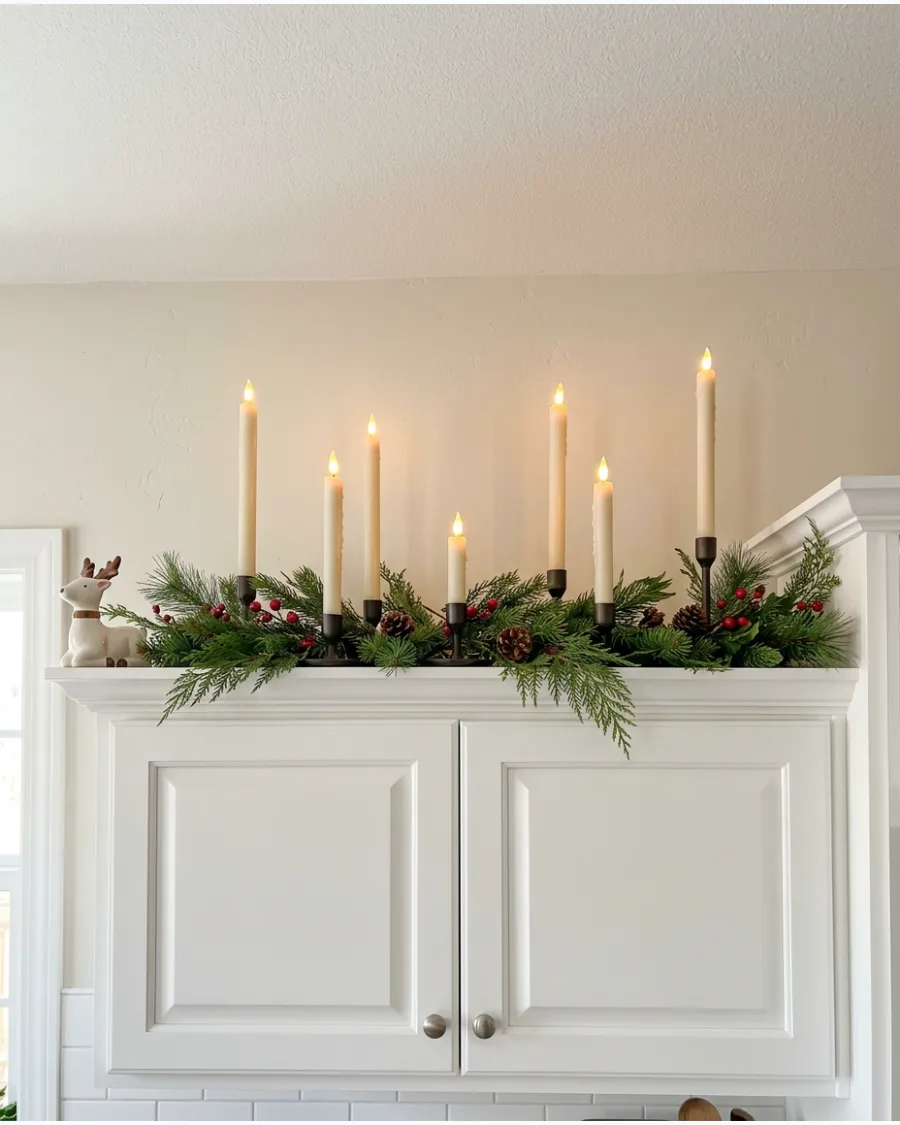 32. Candlelight-Style Cabinet Top Display