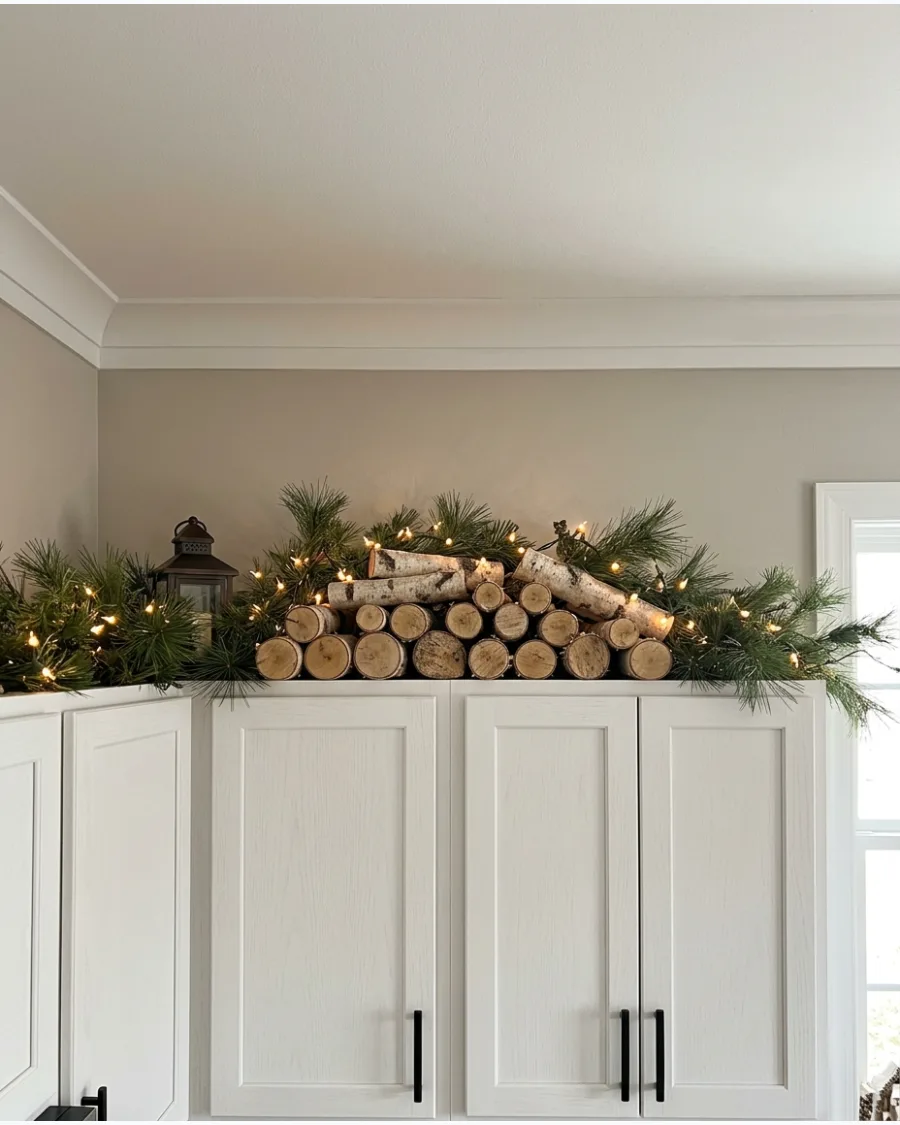 49. Rustic Birch Log Display