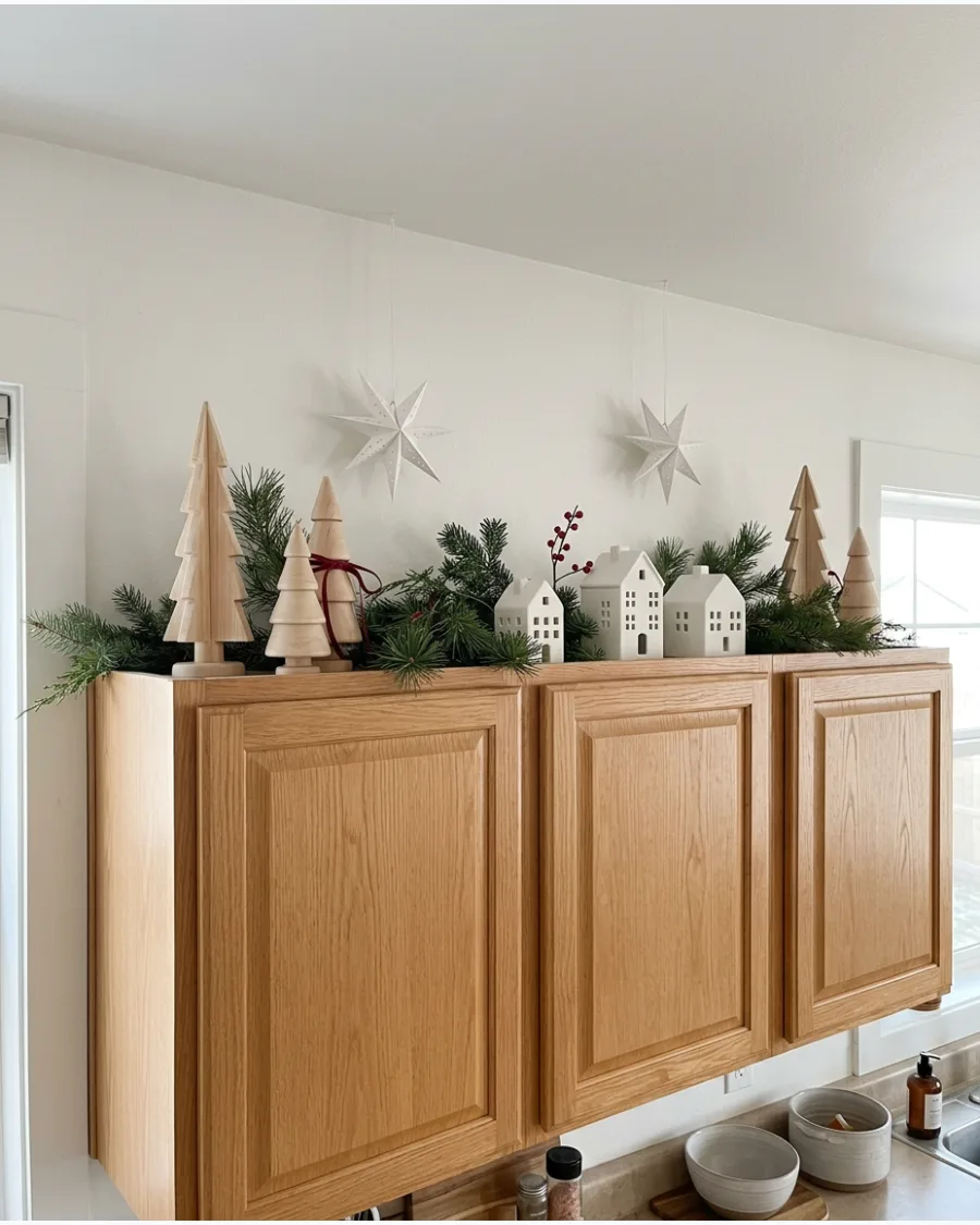 54. Scandinavian Christmas Cabinet Decor
