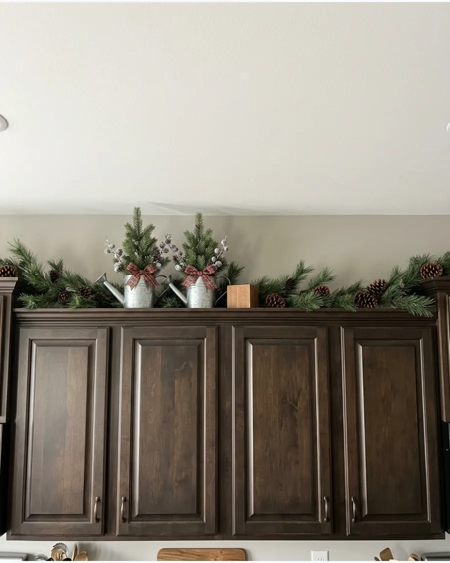 55. Farmhouse Christmas Above Cabinets