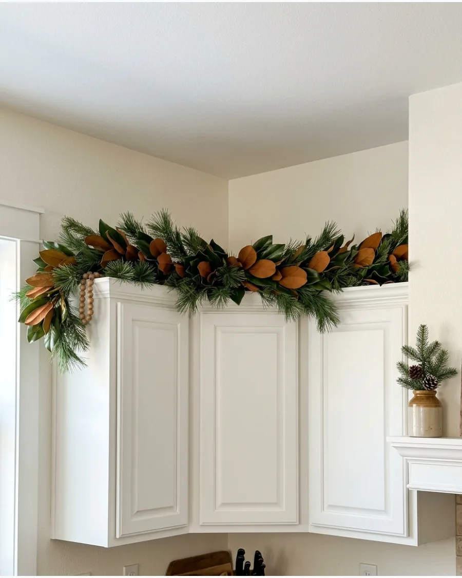 7. Magnolia and Evergreen Cabinet Display