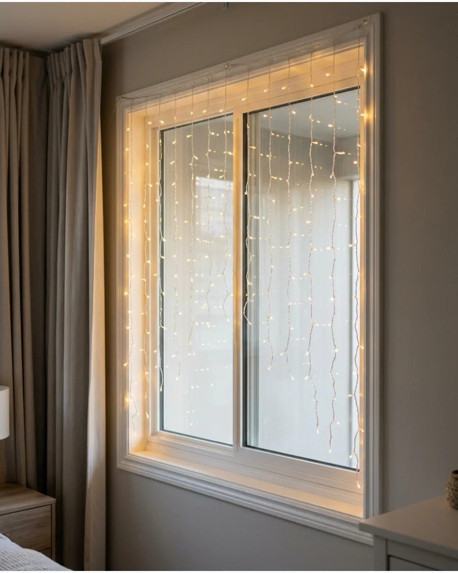 11. Cascading Fairy Lights at Different Lengths