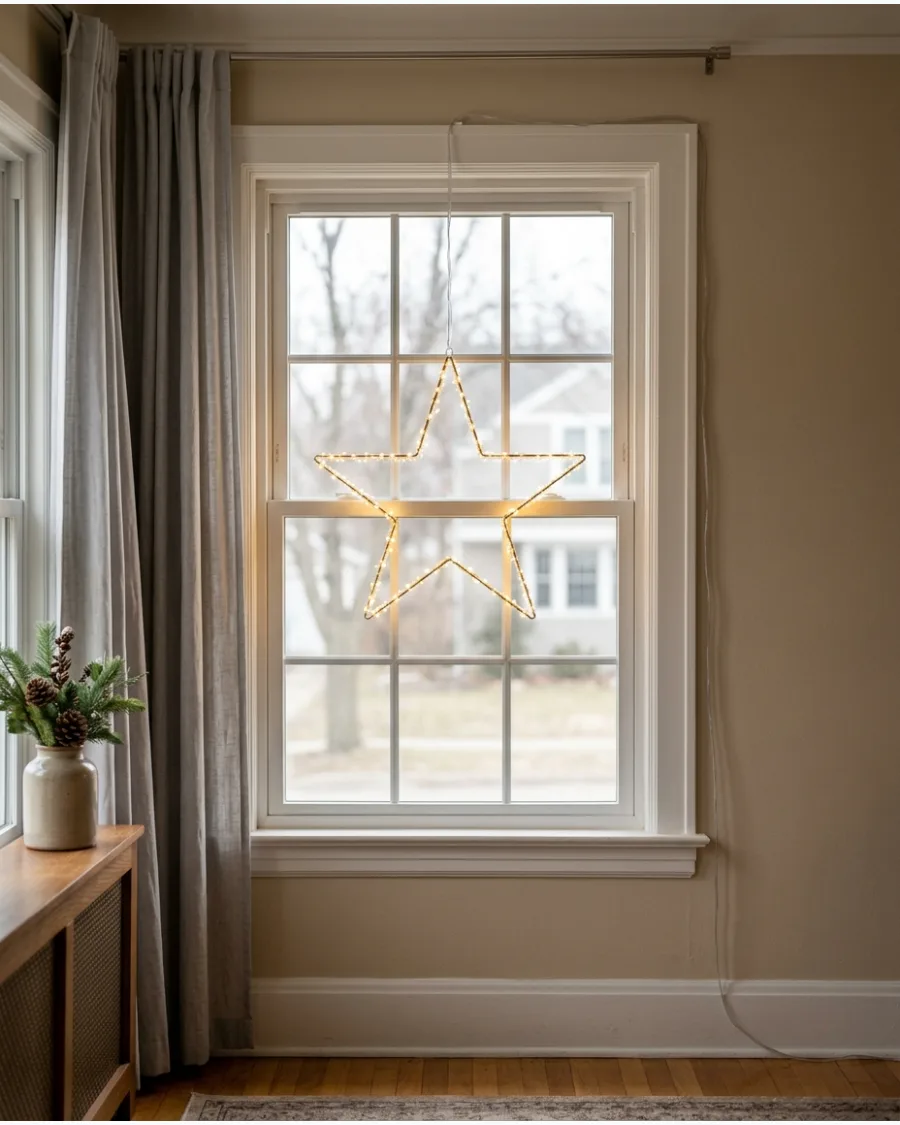 17. Large Illuminated Star Centered in the Window
