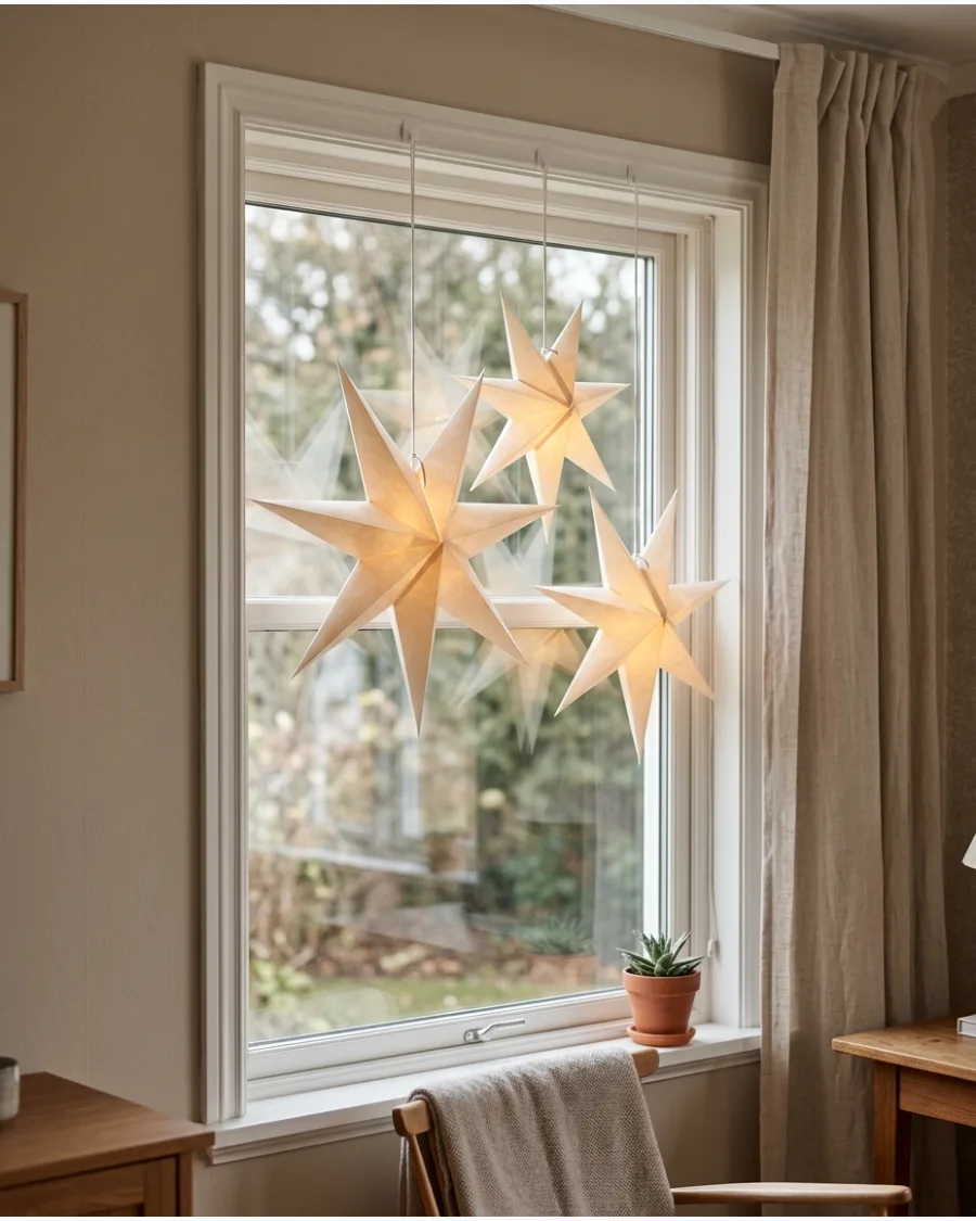 19. Paper Star Lamps in the Window