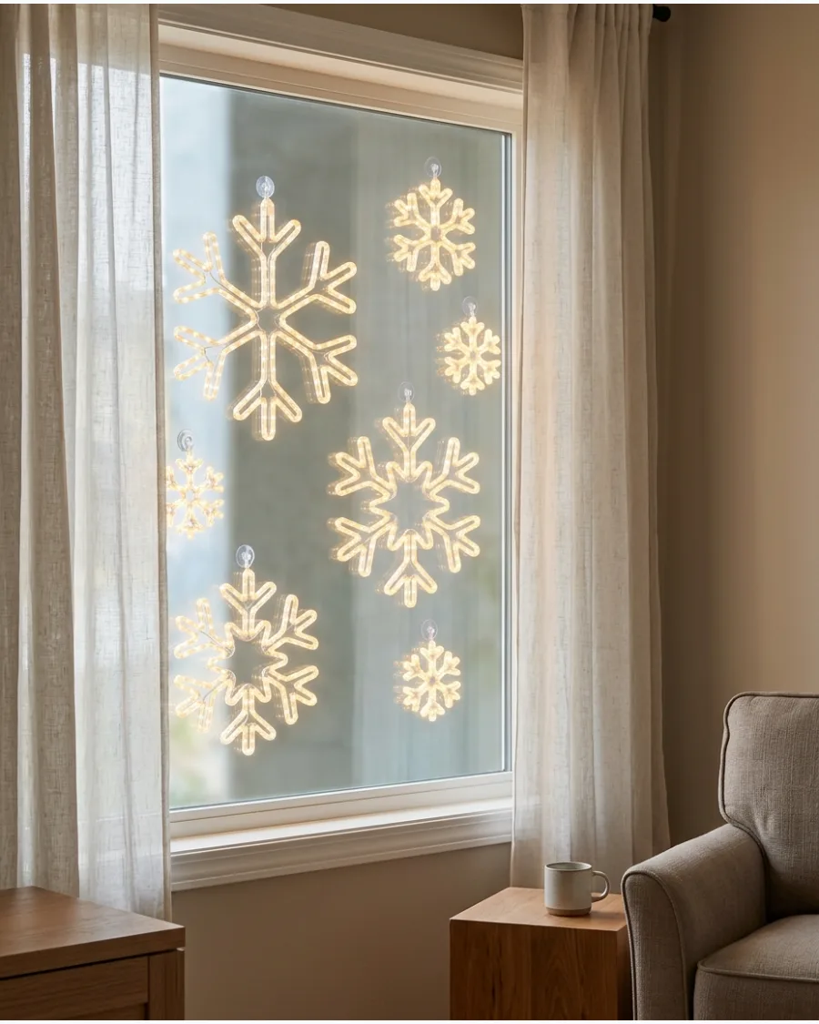 26. Glowing Snowflake Window Lights