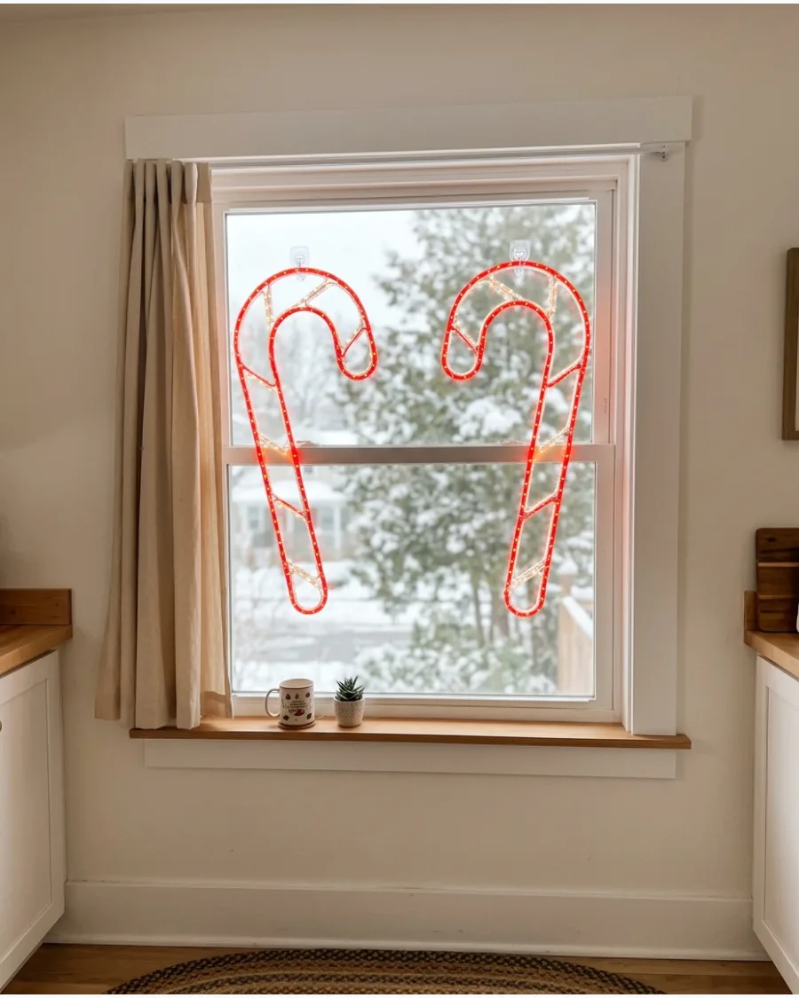 30. Candy Cane Window Lights