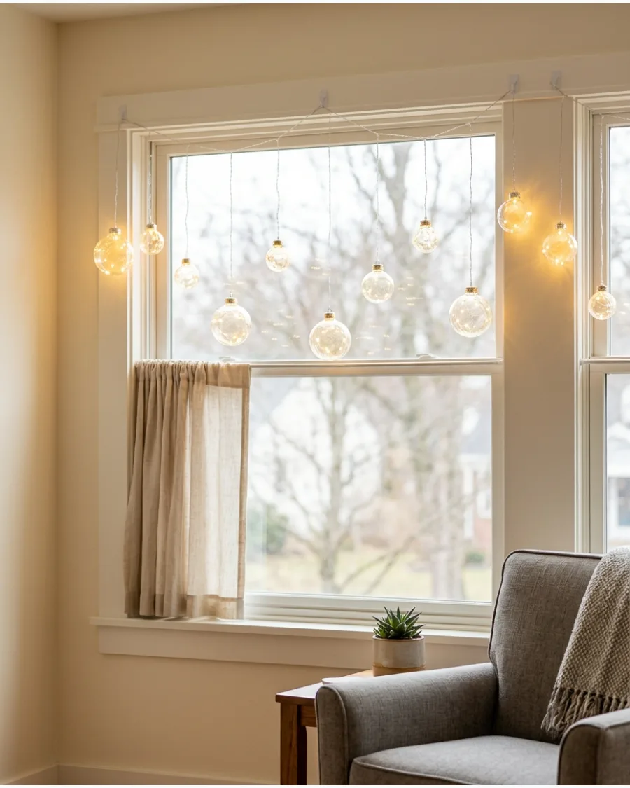 31. Glowing Ornament-Shaped Window Lights