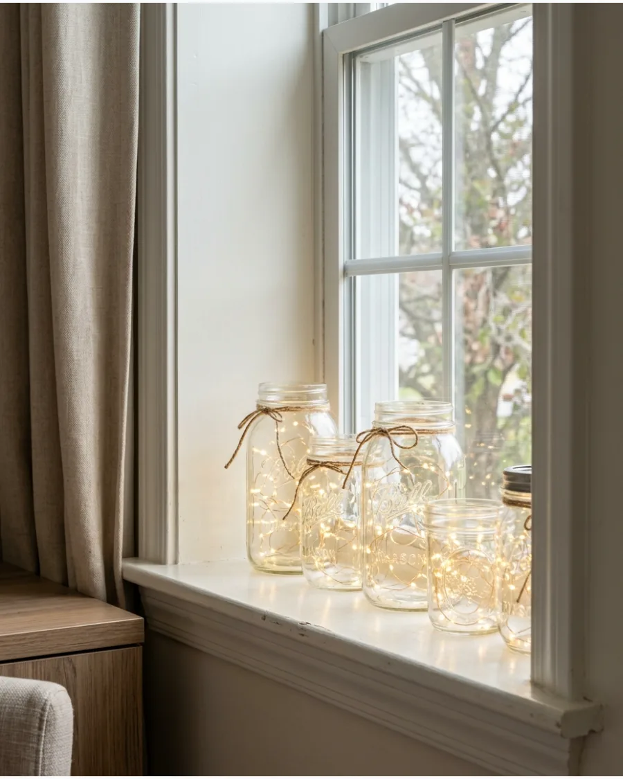 40. Mason Jars Filled With Fairy Lights