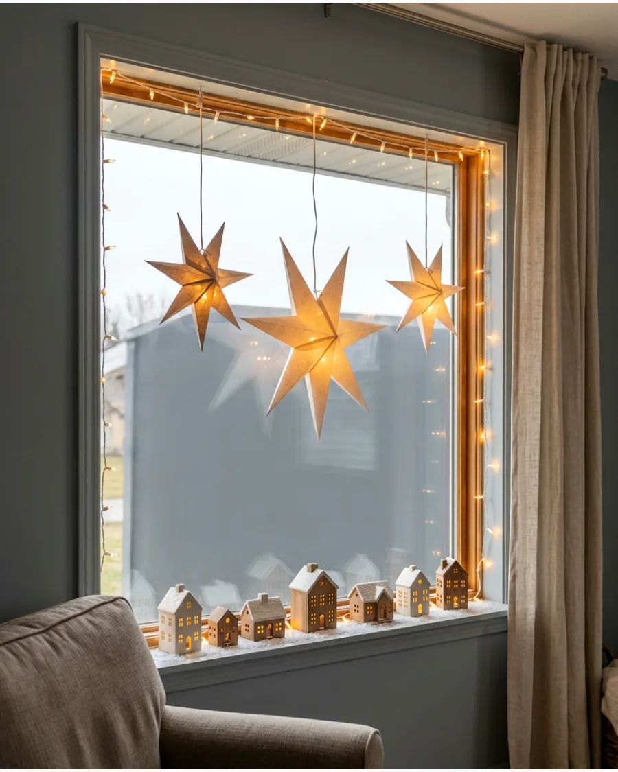 50. Front Living Room Window Christmas Light Display