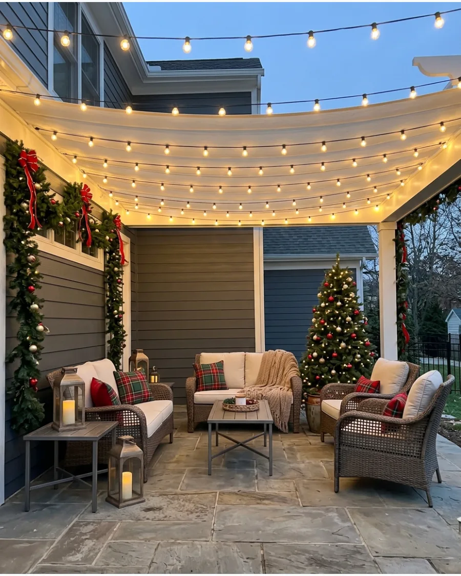 1. Warm White String Light Canopy
