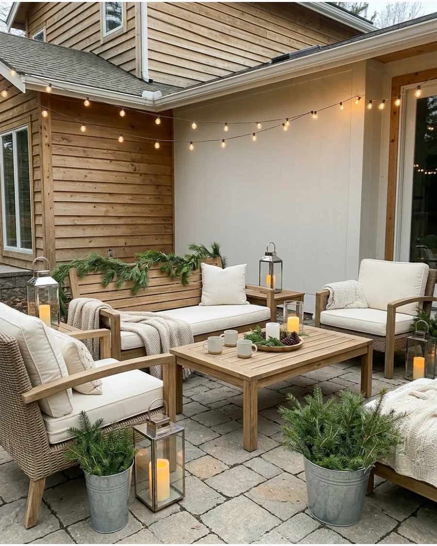 23. Neutral Scandinavian Christmas Patio