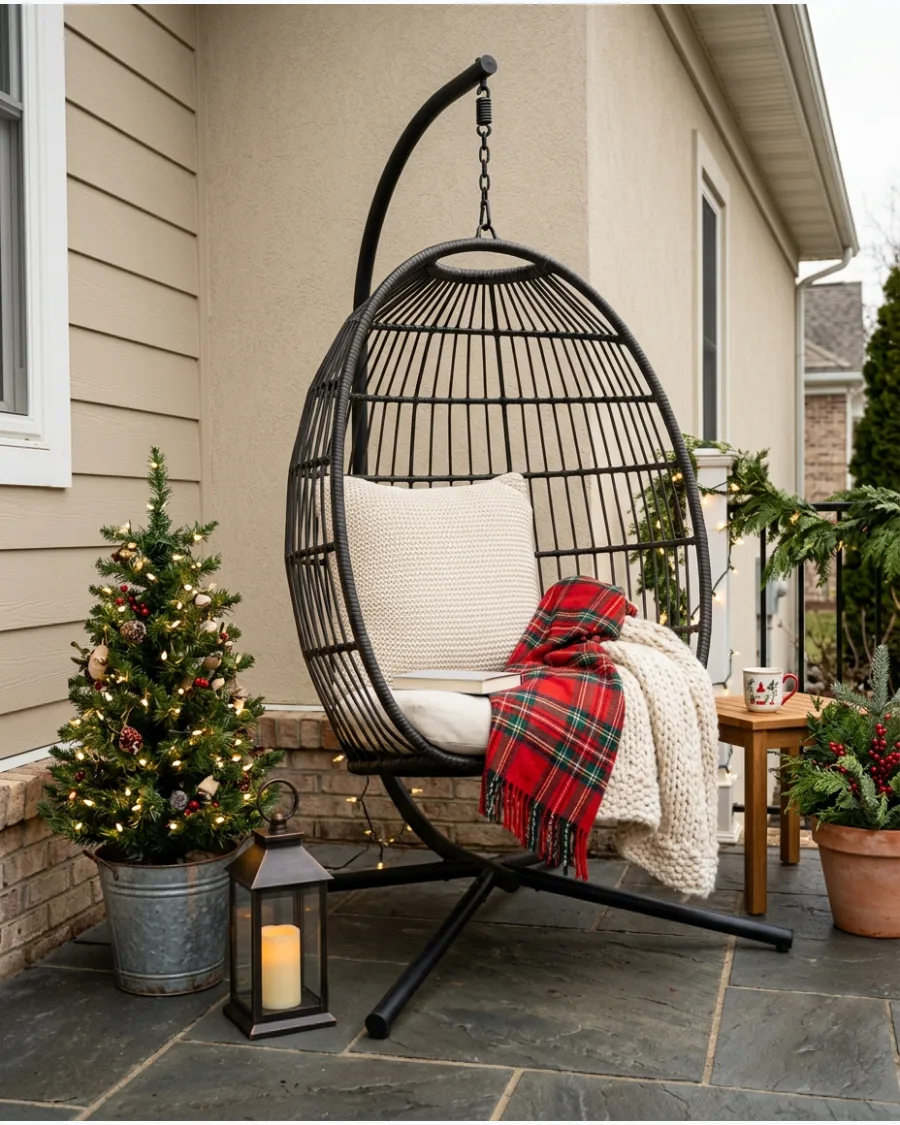 29. Christmas Egg Chair Reading Corner
