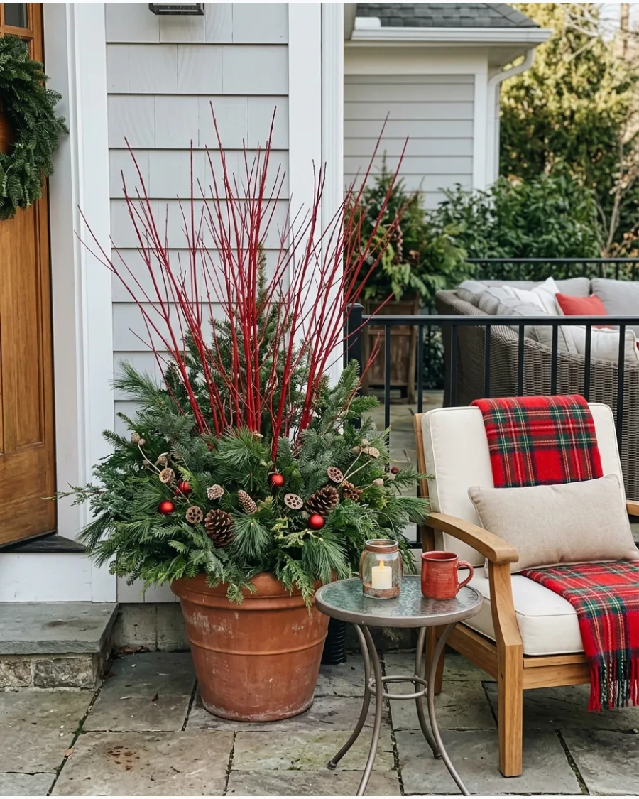 33. Red Twig Dogwood Christmas Pots