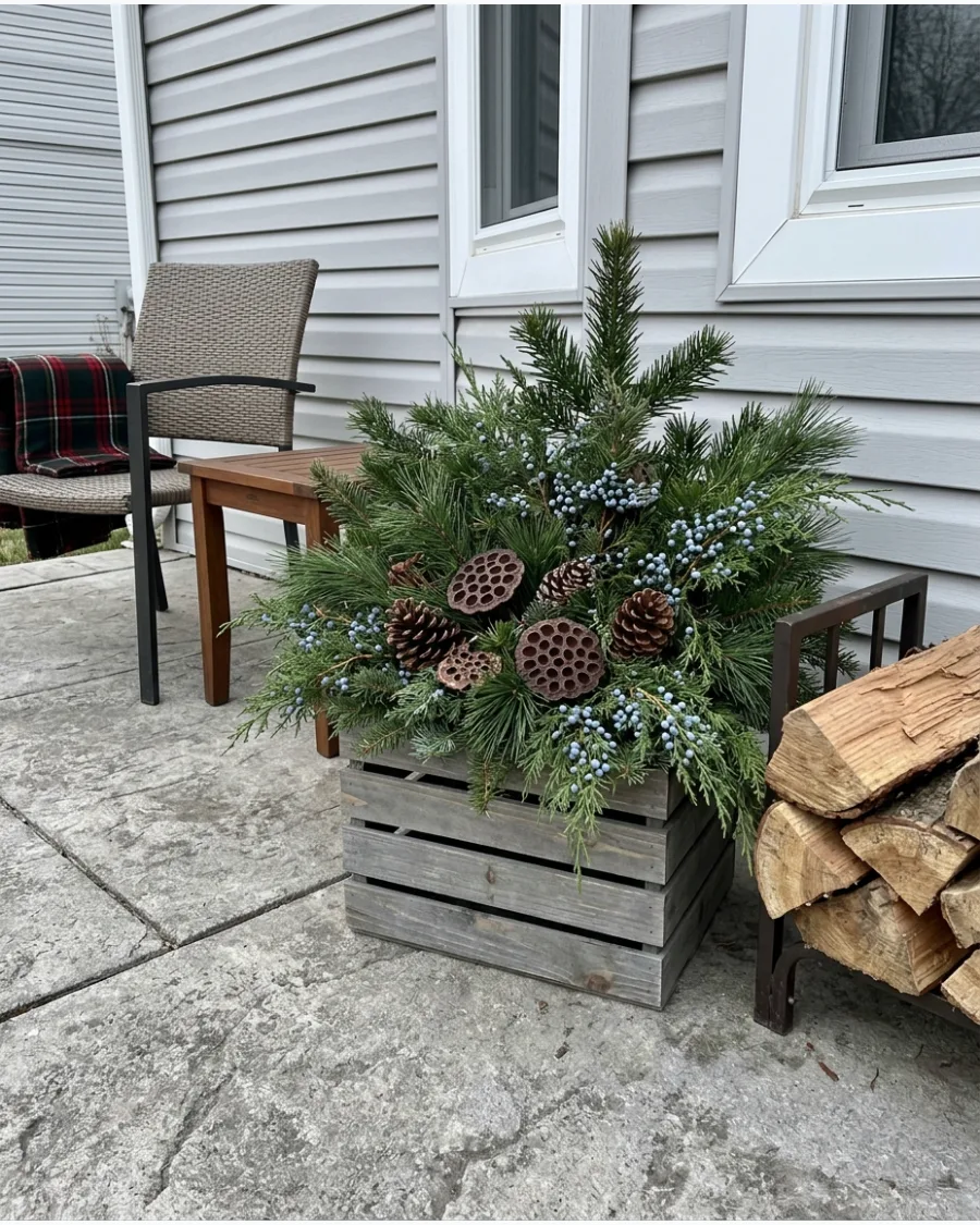 36. Woodland Christmas Planters