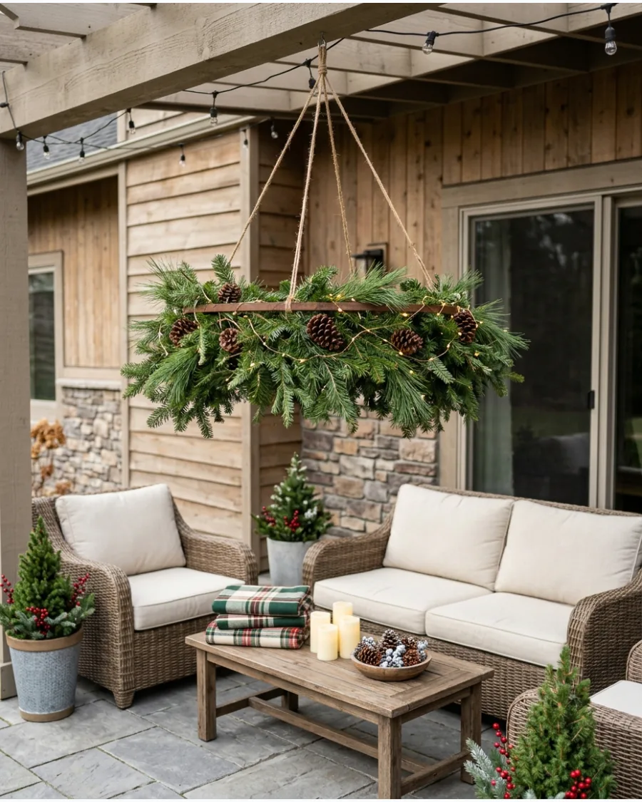 42. Evergreen Christmas Chandelier