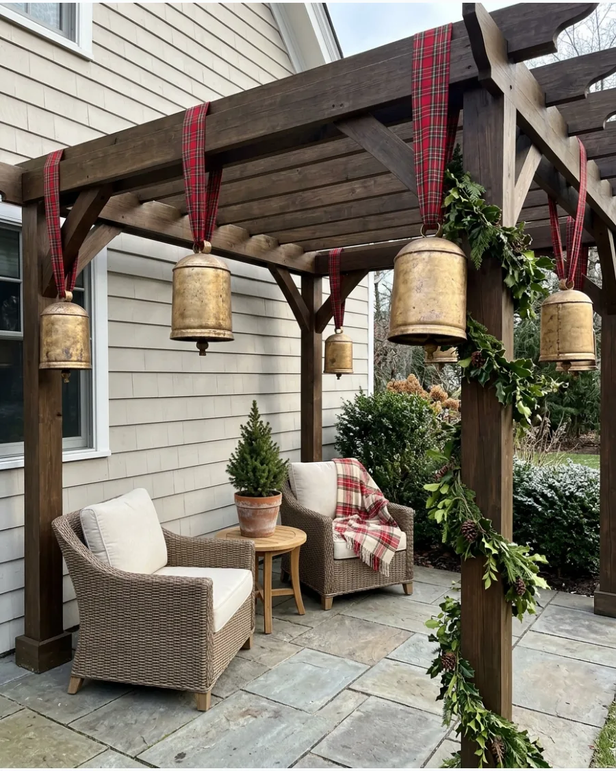 43. Giant Christmas Bells From Pergola Beams