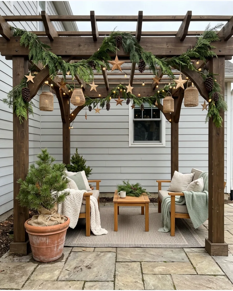 46. Natural Scandinavian Christmas Pergola