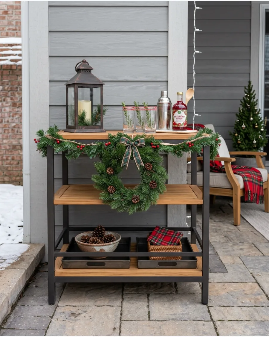 50. Christmas Patio Bar Cart