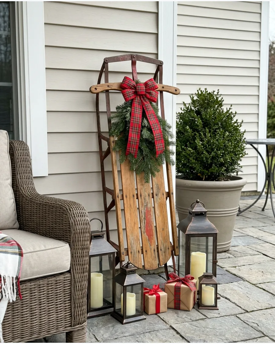 55. Vintage Sled Patio Display