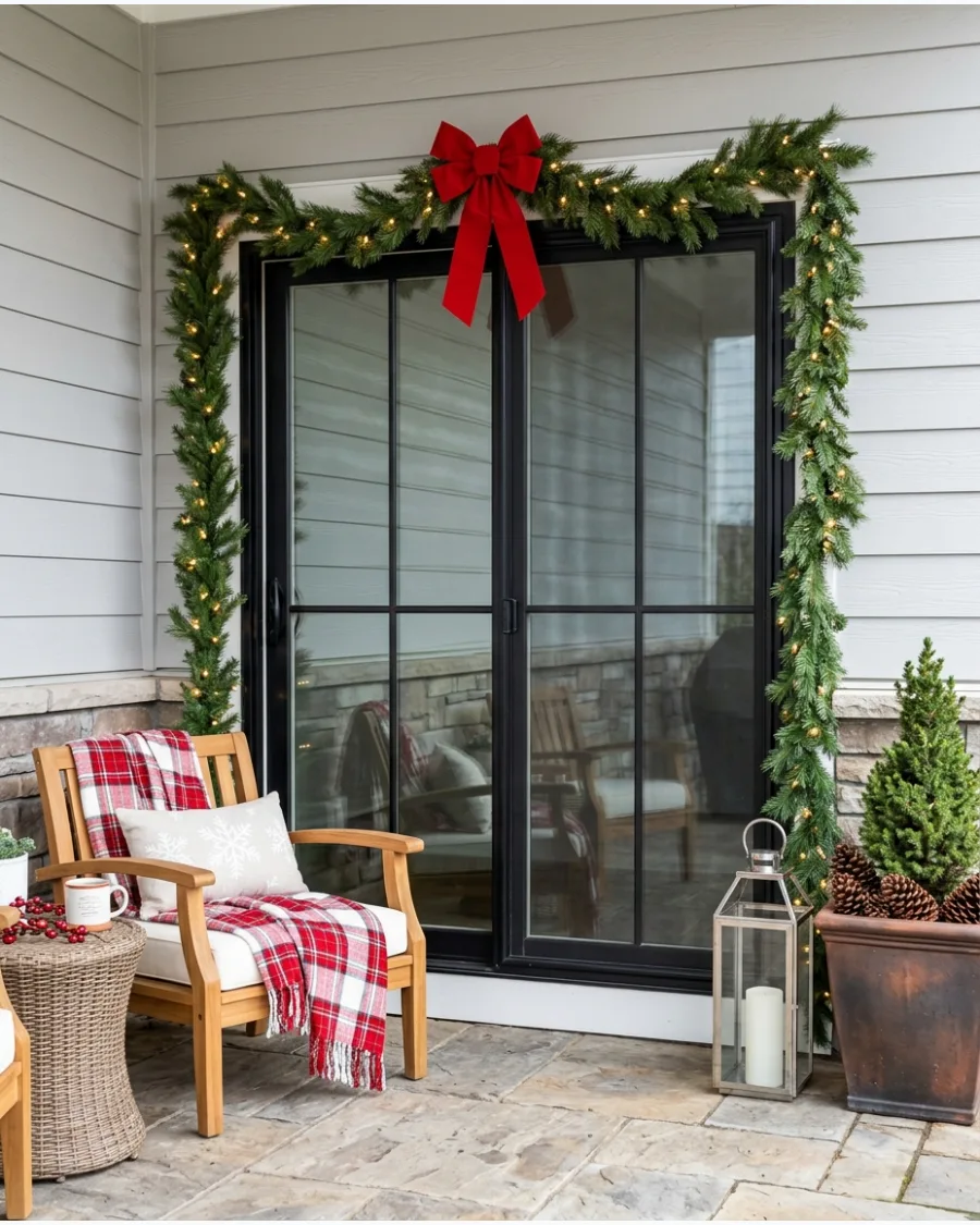 9. Lighted Garland Around Patio Doorways