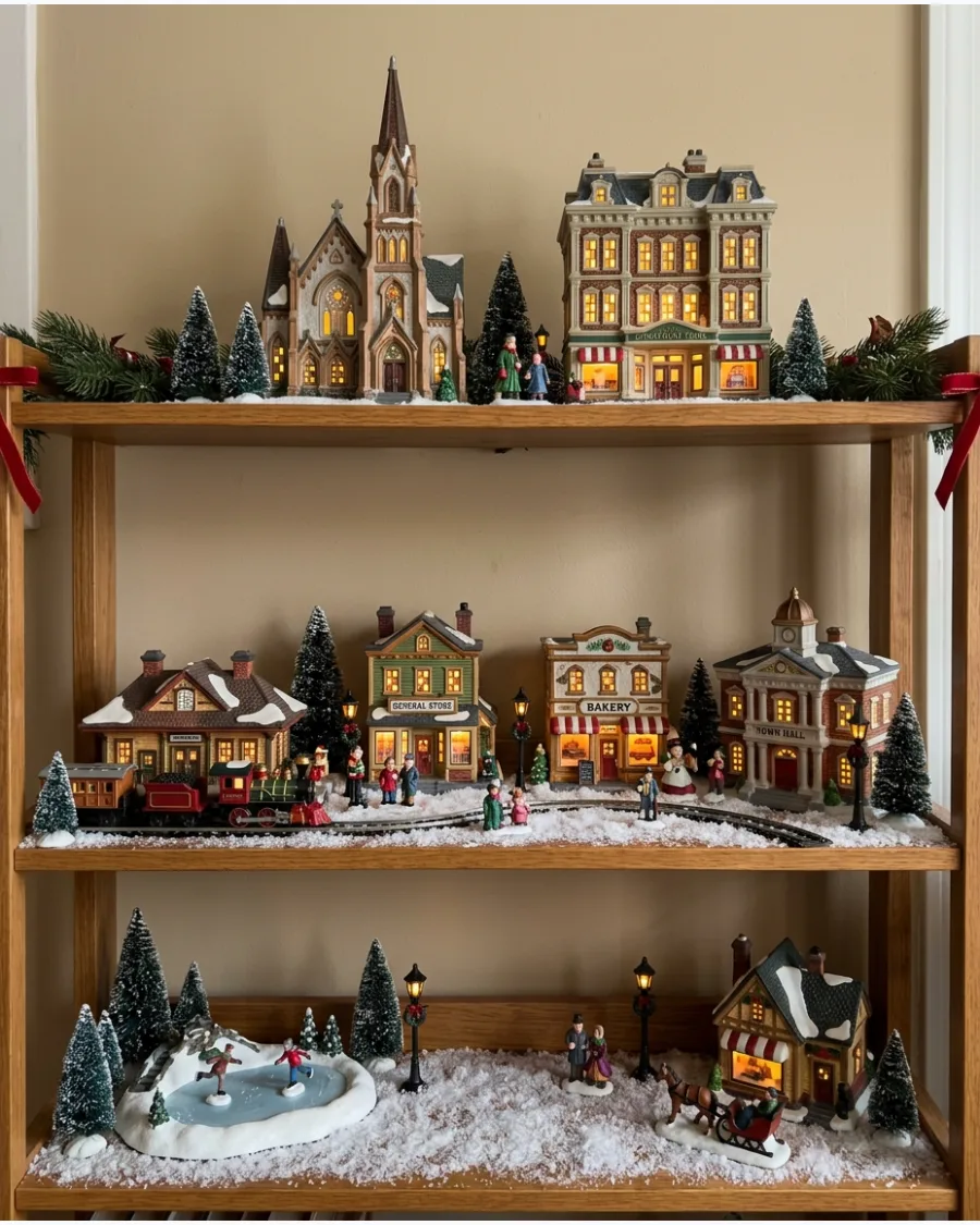 1. Three-Level Christmas Village Setup