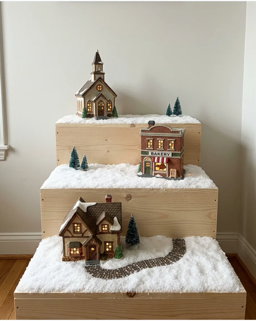 4. Wooden Tiered Christmas Village Platform
