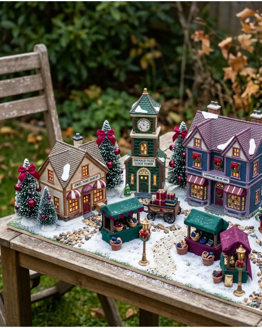 68. Jewel-Tone Christmas Village